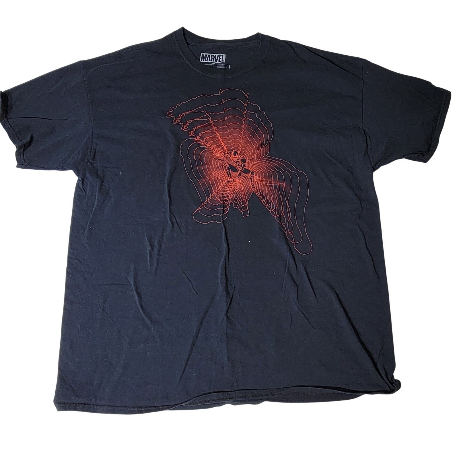 Marvel Ant-Man Loot Crate Graphic T-Shirt Mens 2XL Black Red Topographic Print