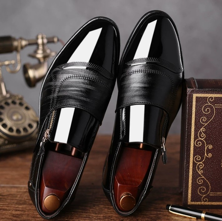 Mens Faux Leather Pointed Toe Oxfords Loafers Business Formal Dress Suit Shoes