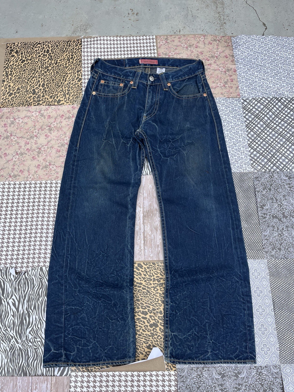 Levi’s Men’s Vintage Real Loose Type 1 Navy Blue Jeans Faded Dark Wash 34×30