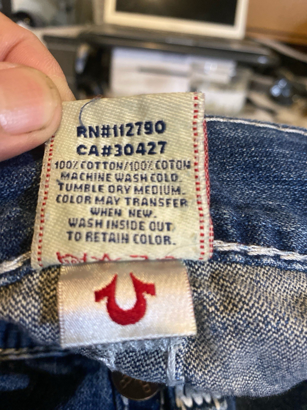 VTG True Religion Bobby Super T Jeans 38×26.5 Made in USA Thick White Stitch Y2K
