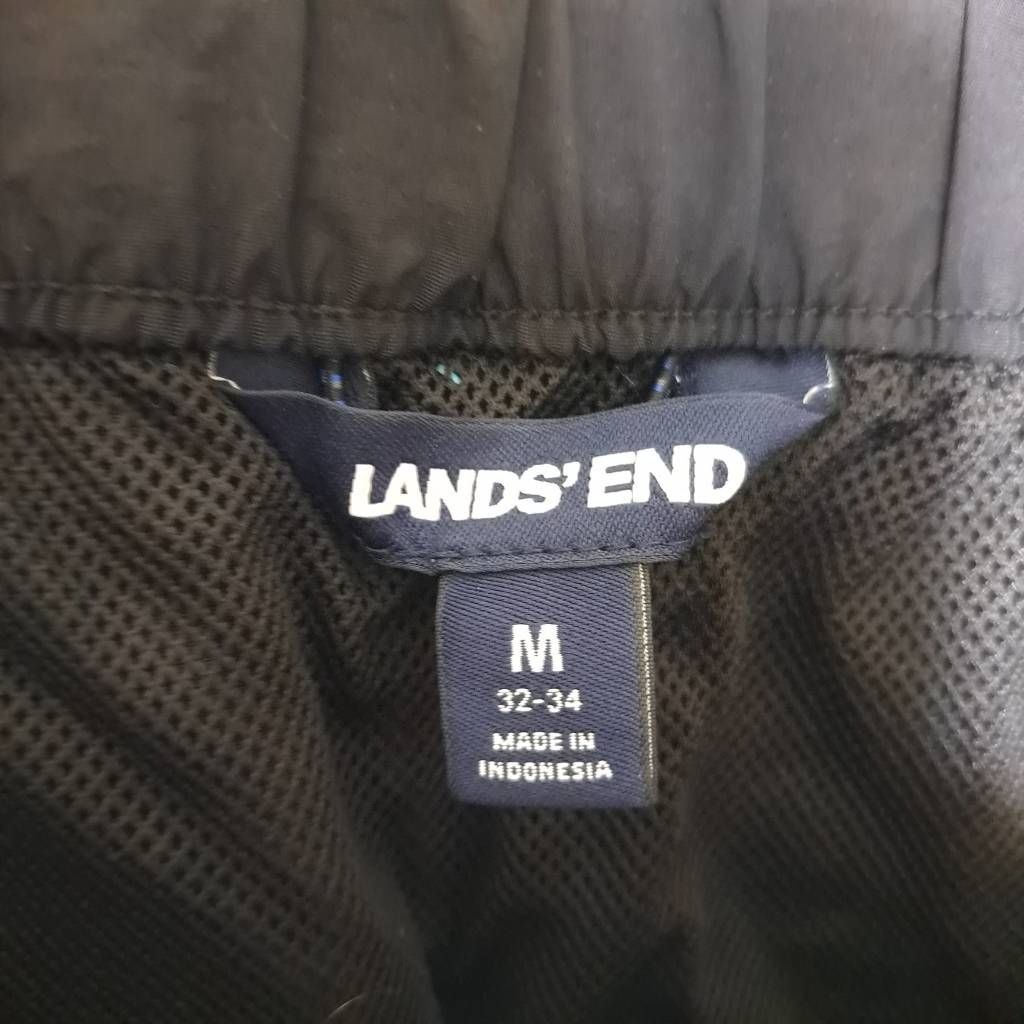 Lands End Medium 32-34 Cargo Shorts Black Adjustable Waist Utility