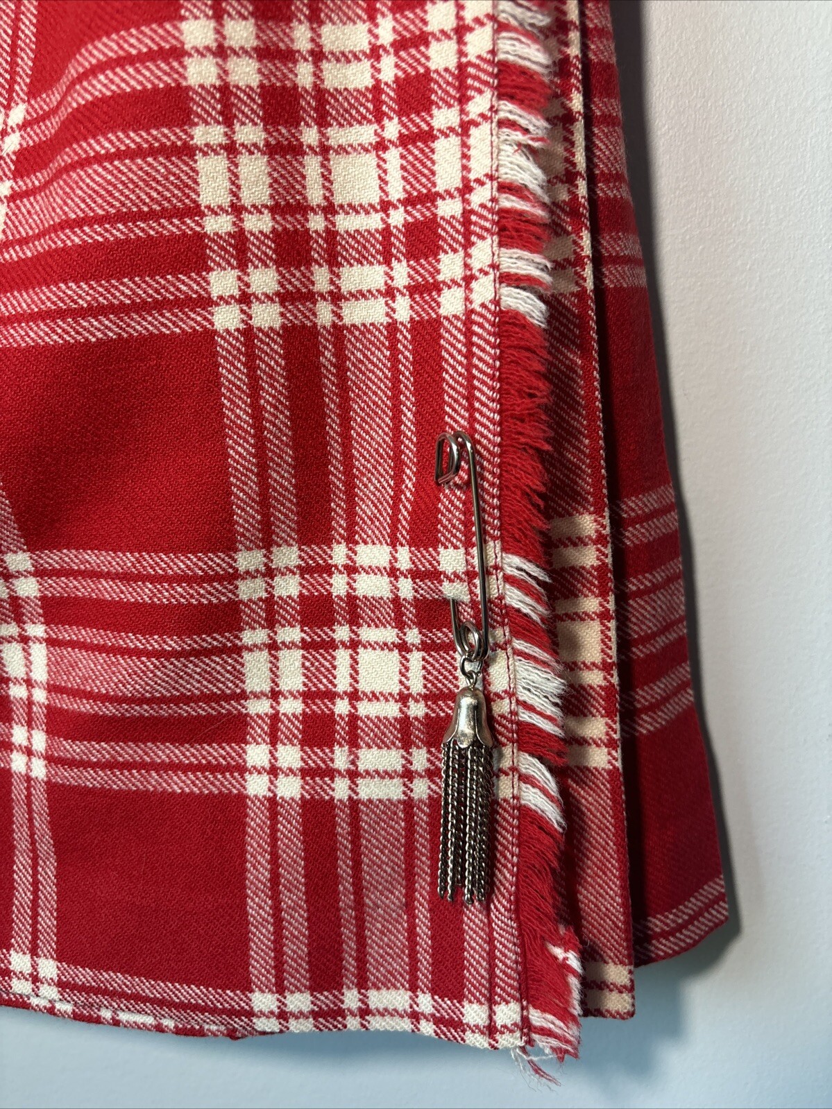 Highlander Handmade Kilt Authentic Woven Tartan 26″ waist (12)Red White Plaid