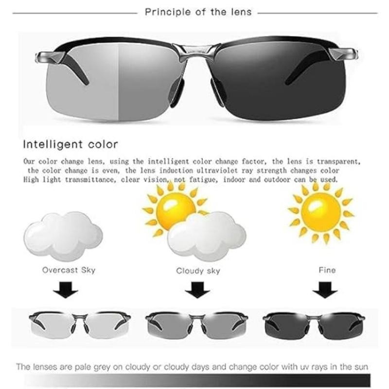 Polarized Photochromic Driving Sunglasses for Men Women Day&Night Safety Glasses