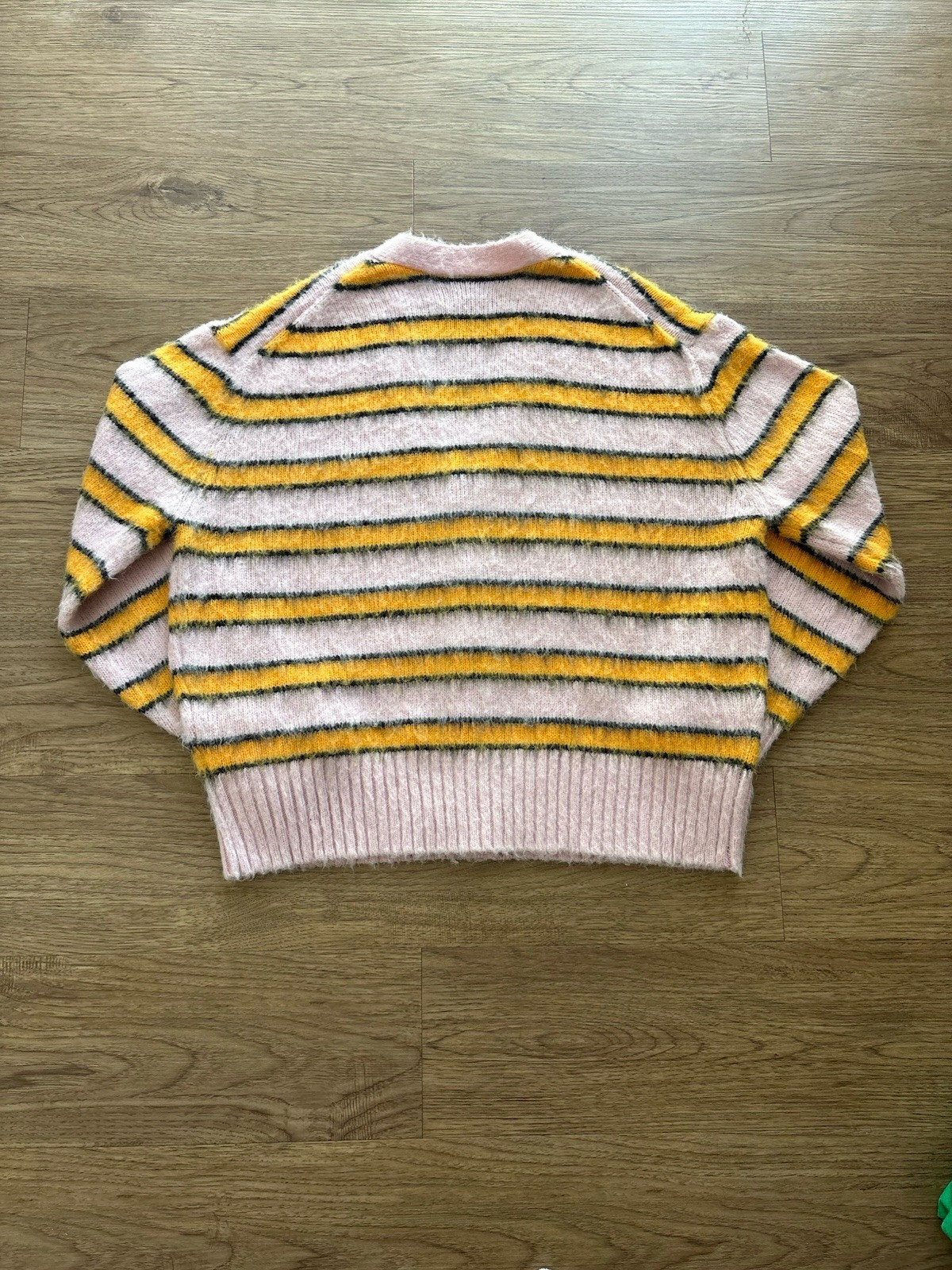 mnml Striped V-Neck Button Front Knit Cardigan