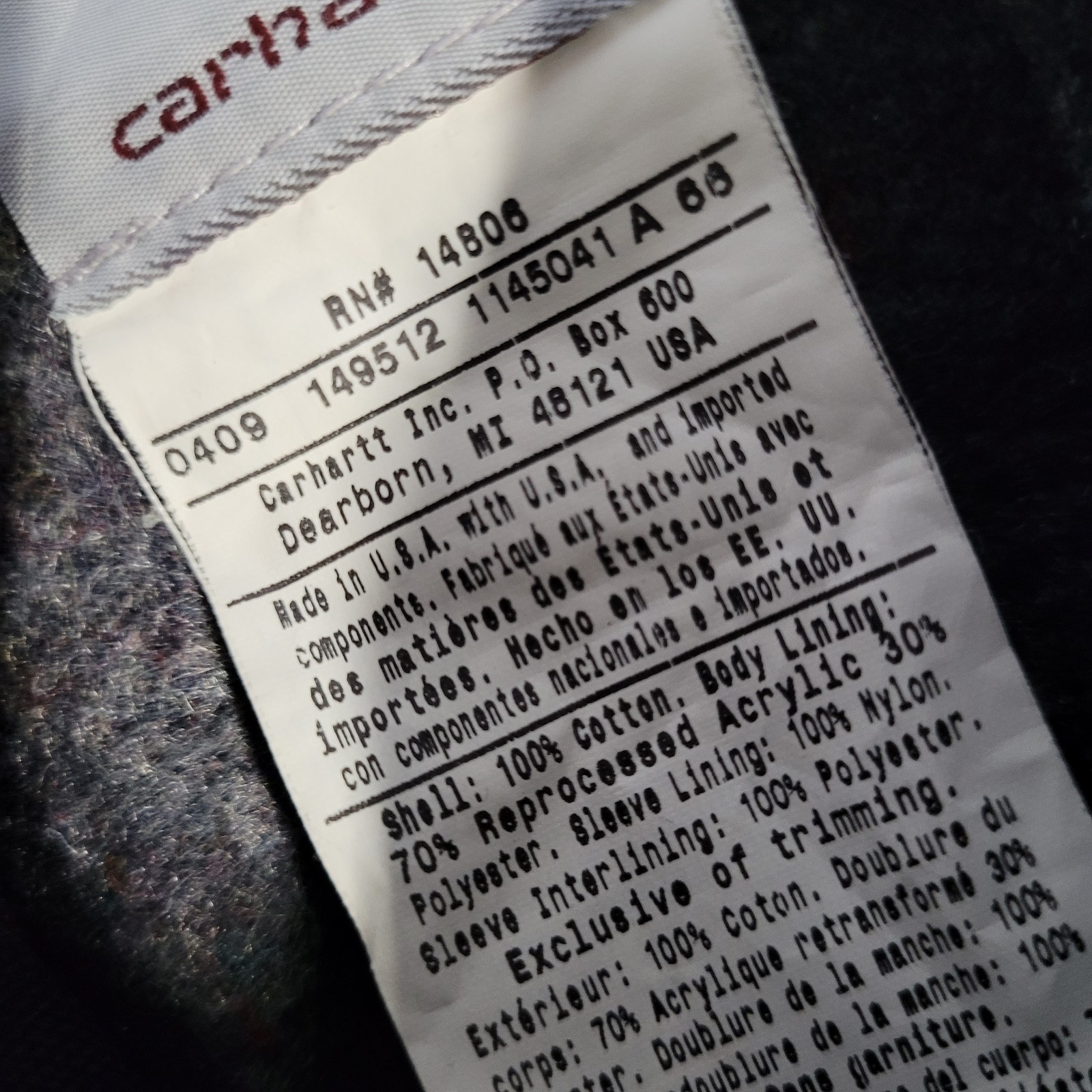 Carhartt Detroit Blanket Lined NEW without tags M 40 Reg.