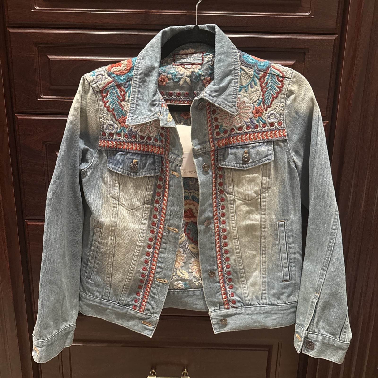 NWT Johnny Was Oman Denim Jacket XS Embroidered