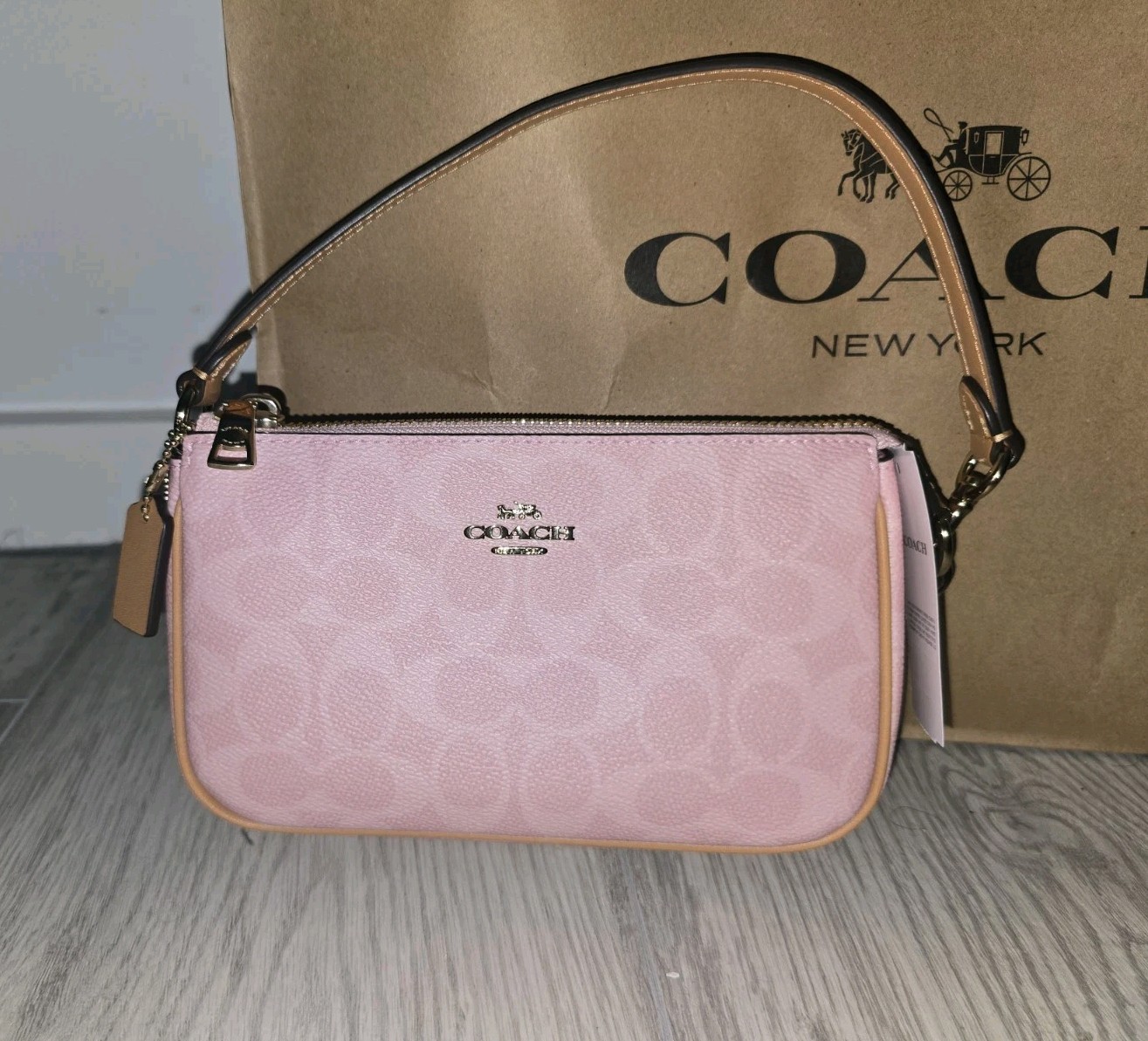 Coach Nolita 19 Powder Pink Small Shoulder Bag in Signature Canvas