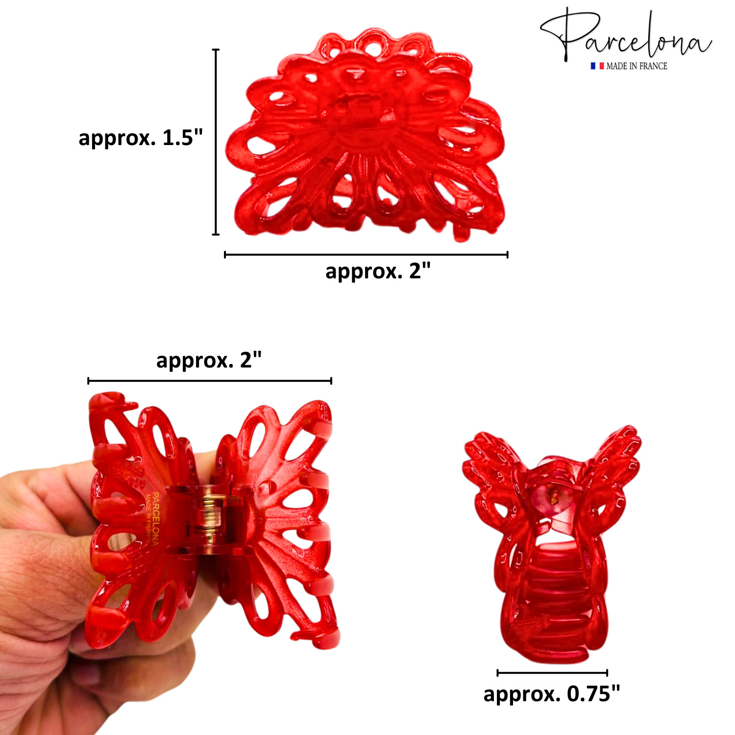 Parcelona French Plume Small Cellulose Jaw Hair Claw for Women and Girls