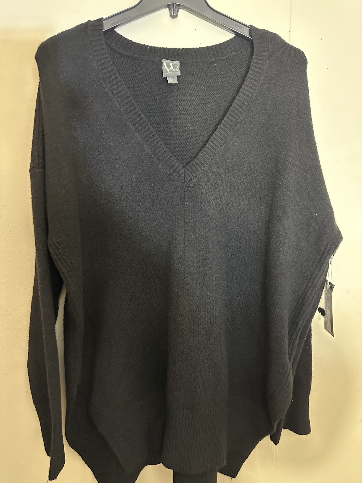 Worthing Women Sweater Solid Black with Side Vents Side Vents