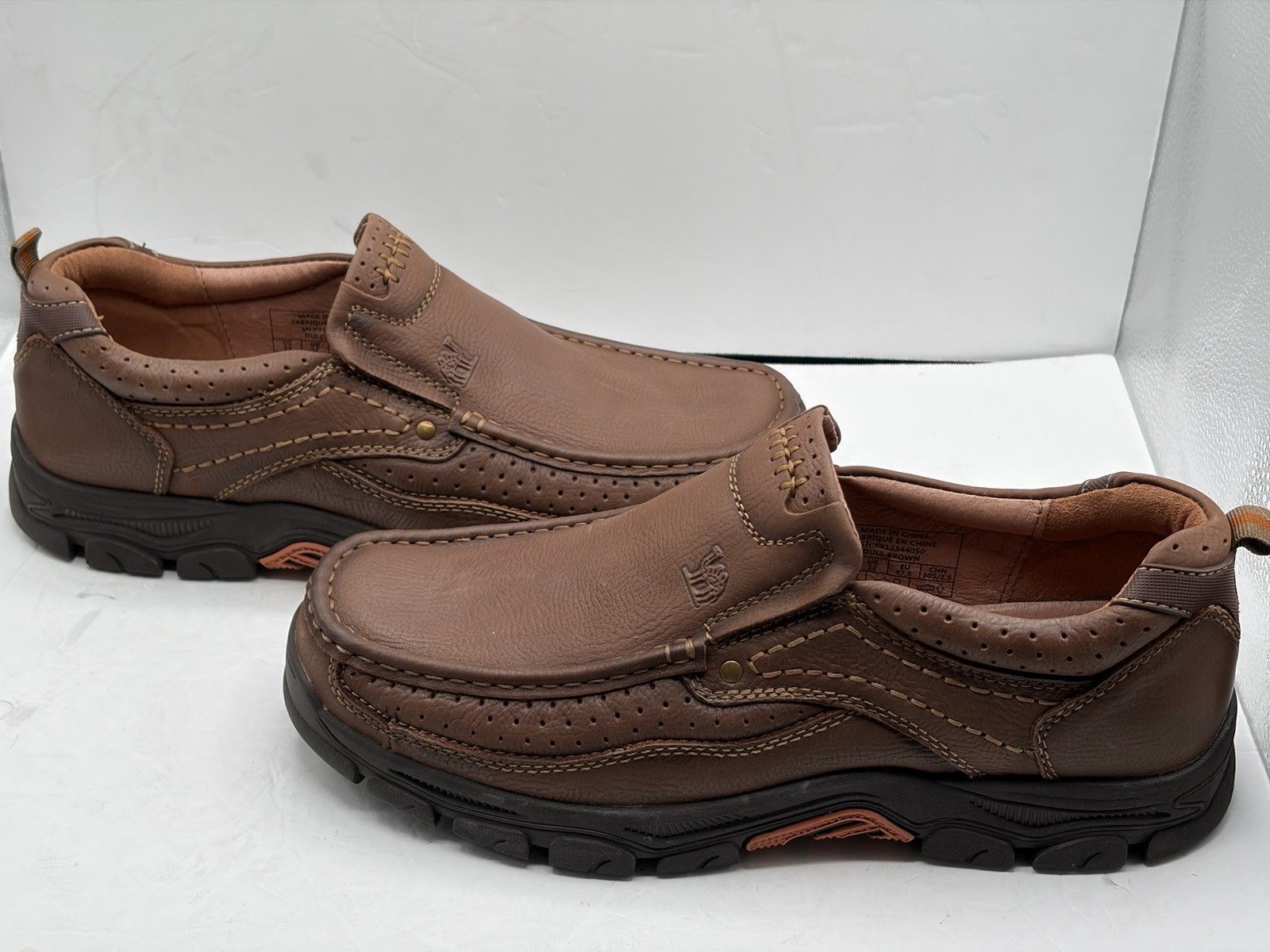 CAMEL CROWN Men’s Size 13 Slip On Loafers Khaki Brown Leather Casual Shoes