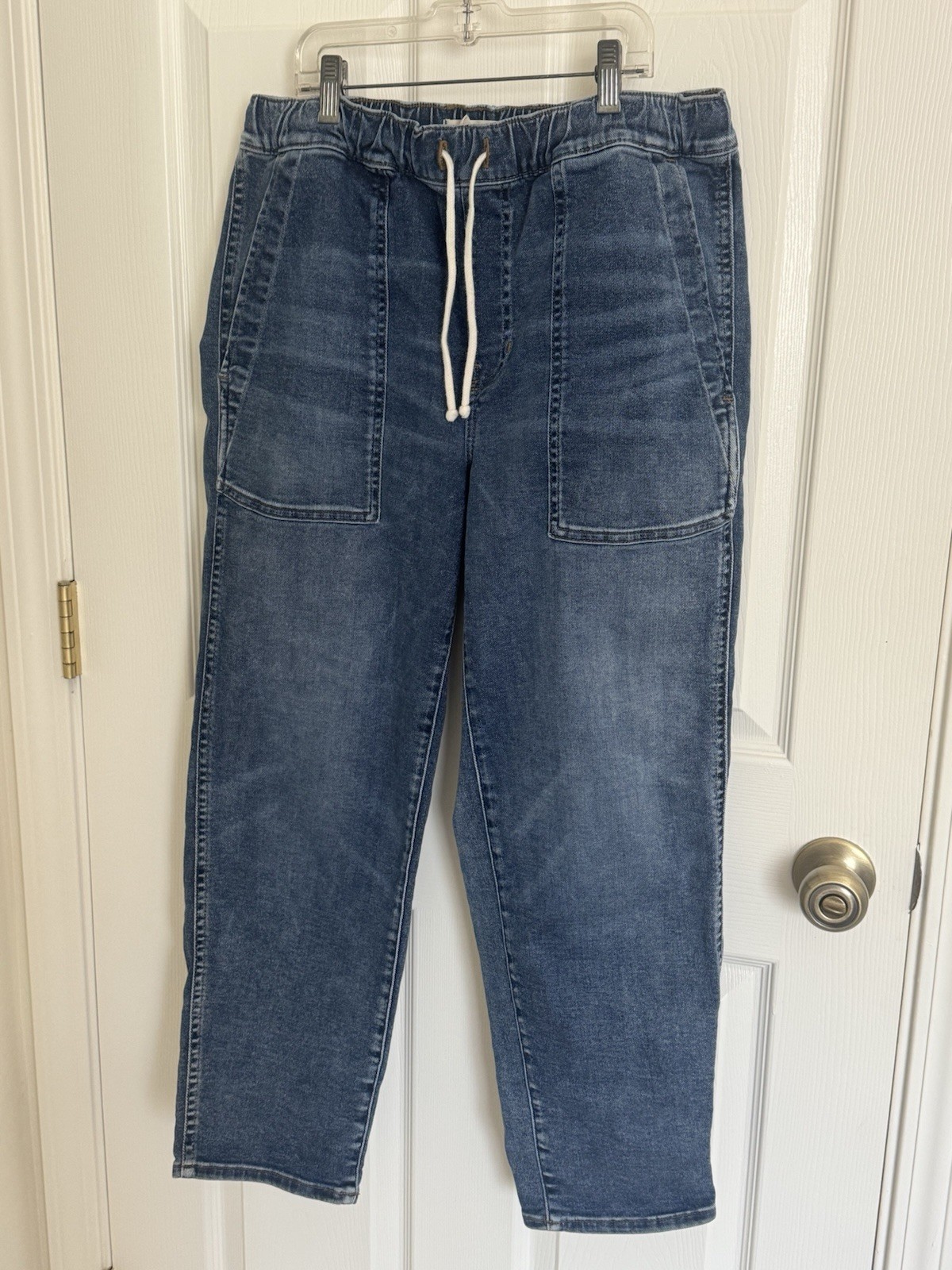 Madewell Pull On Straight Jeans Womens Small High Rise Stretch Dark Wash Denim