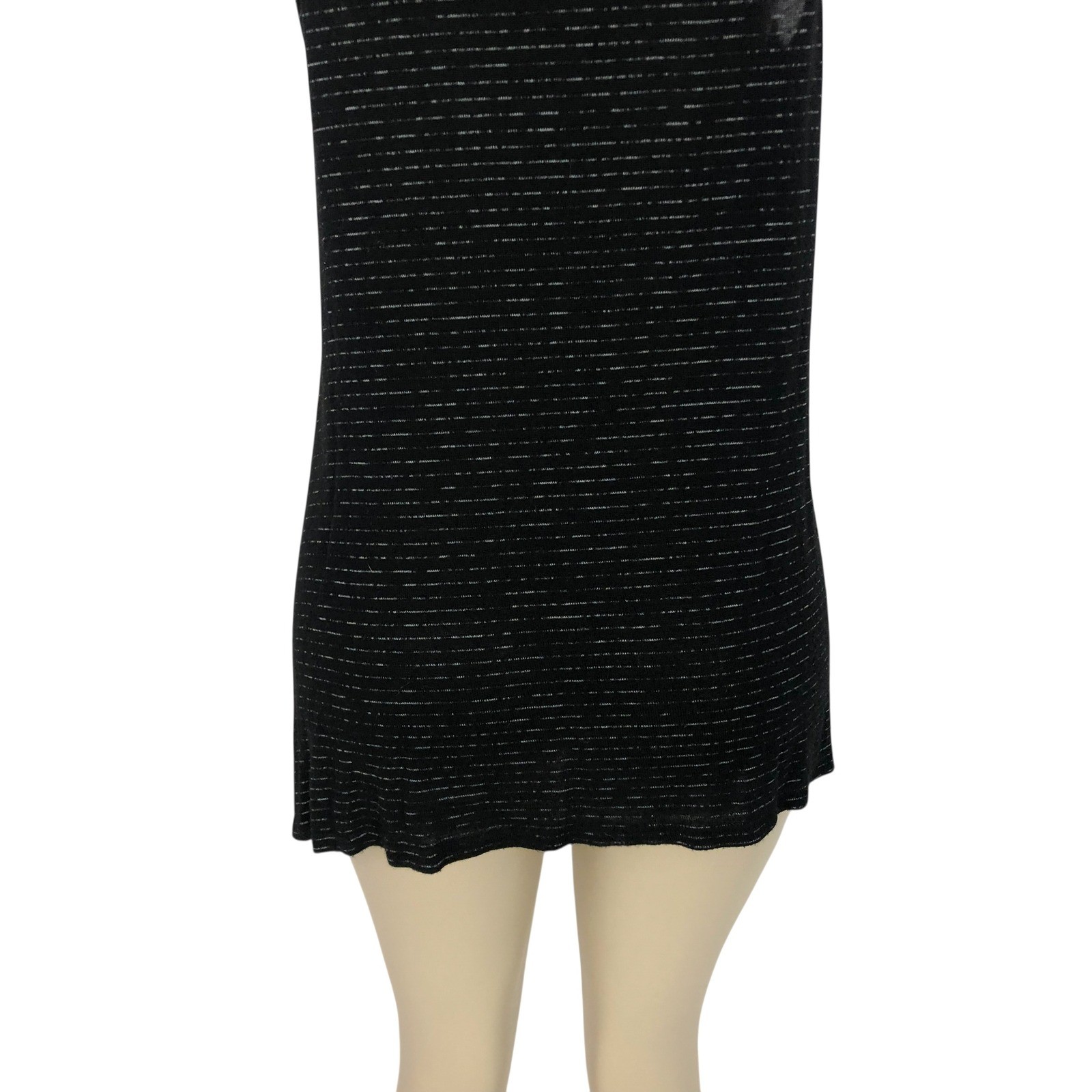 Knox Rose Black Crochet Lace Trim Knit Asymmetric Tunic Tank Top Large Boho
