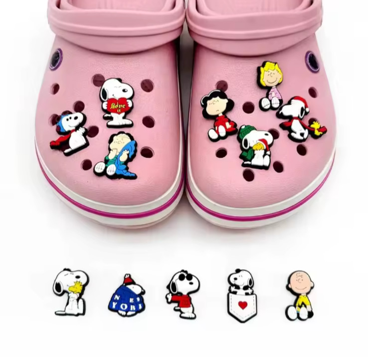 12pc SNOOPY & PEANUTS GANG Croc Shoe Charms Charlie Brown Valentines, Christmas