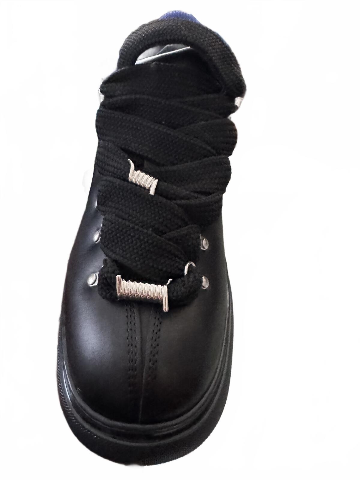 Burberry Black Leather Hiking Boots Size 45 Made in Italy