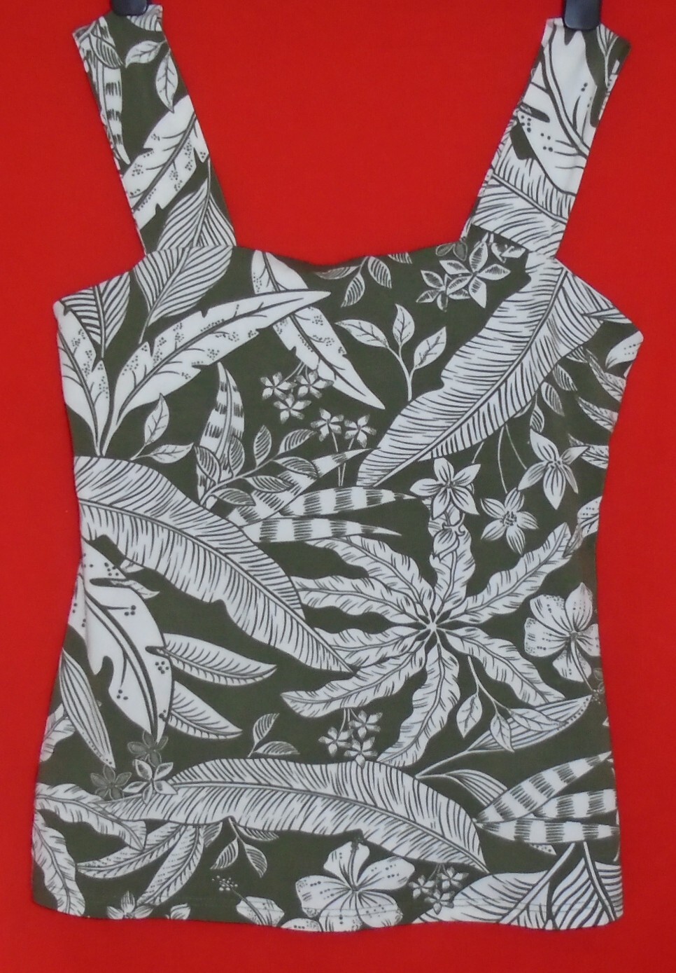 Dorothy Perkins Square Neck Vest khaki green cotton top Size 12 New Tags BNWT