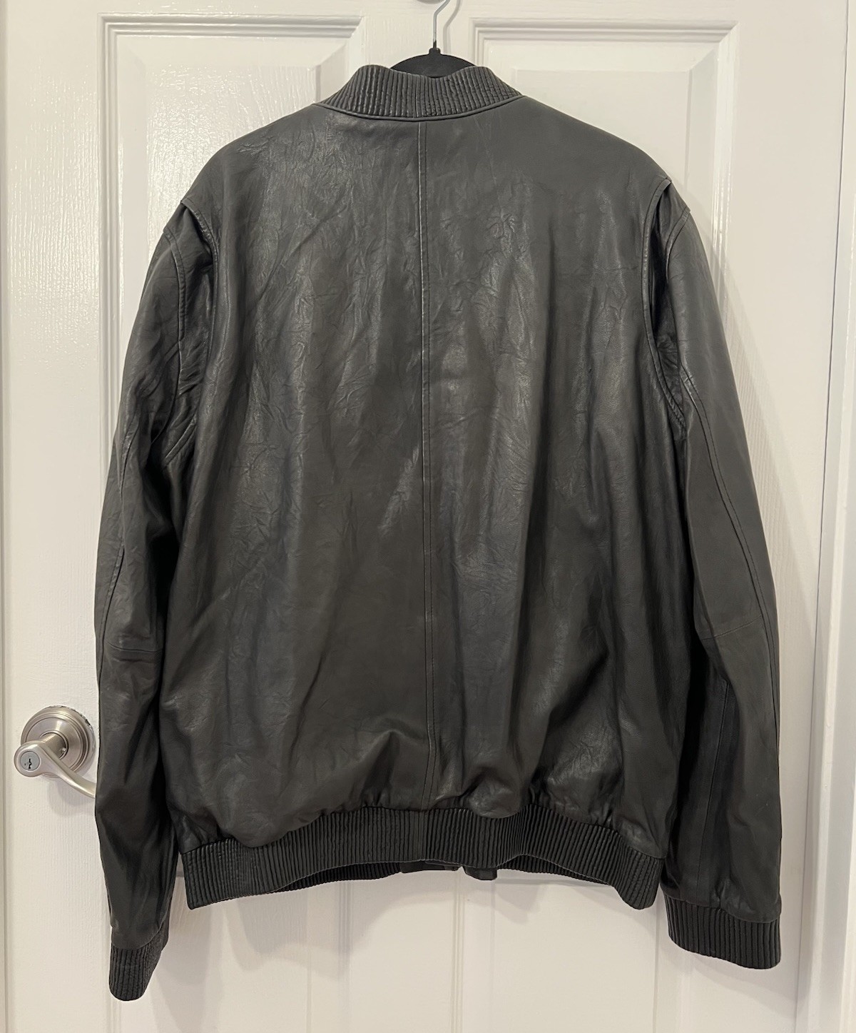 Vince Men’s 100% Lambskin Leather Bomber Jacket Black Full Zip Pockets XL