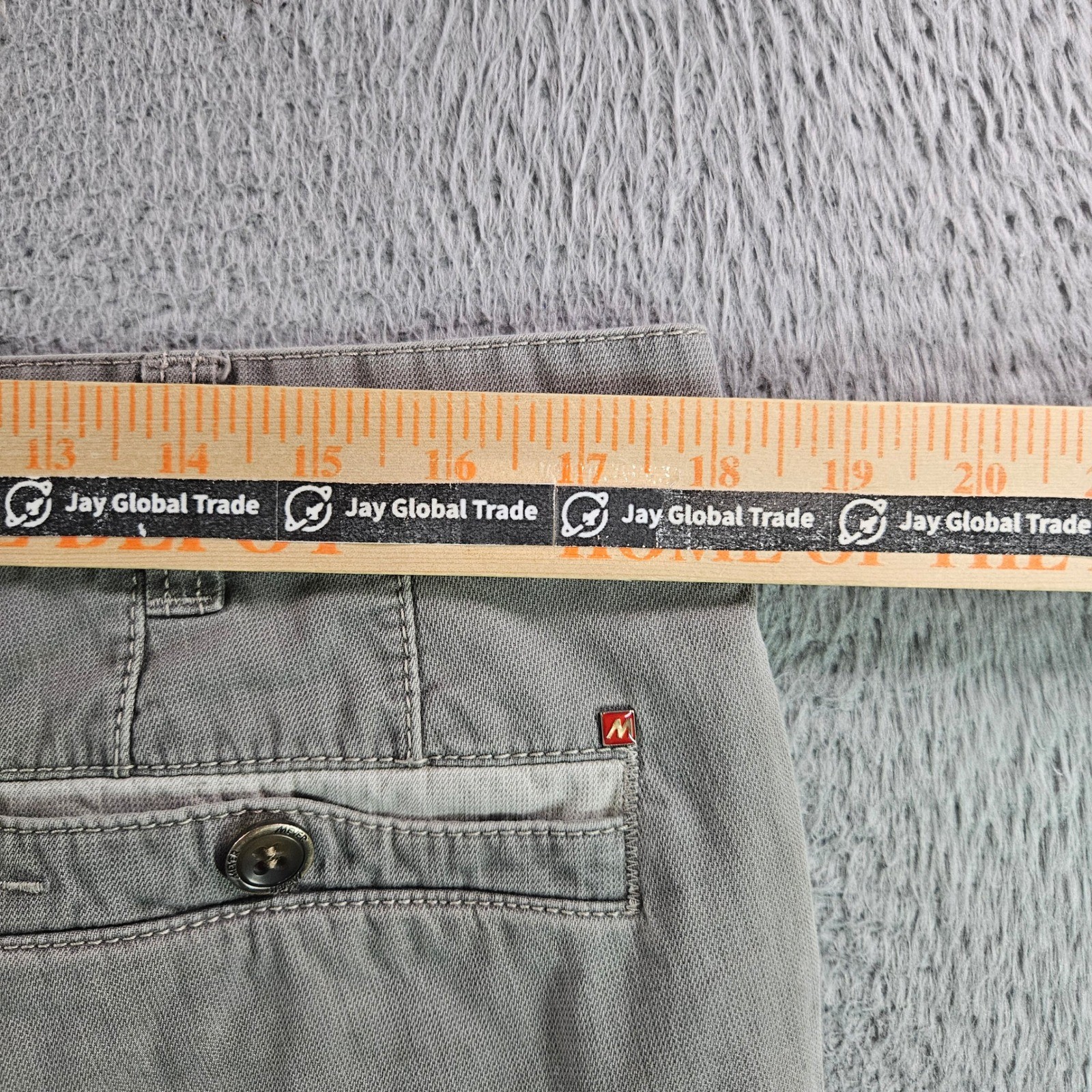 Meyer Diego Mens Pants Gray Cotton Stretch Straight Leg Trousers Size 36×32 54