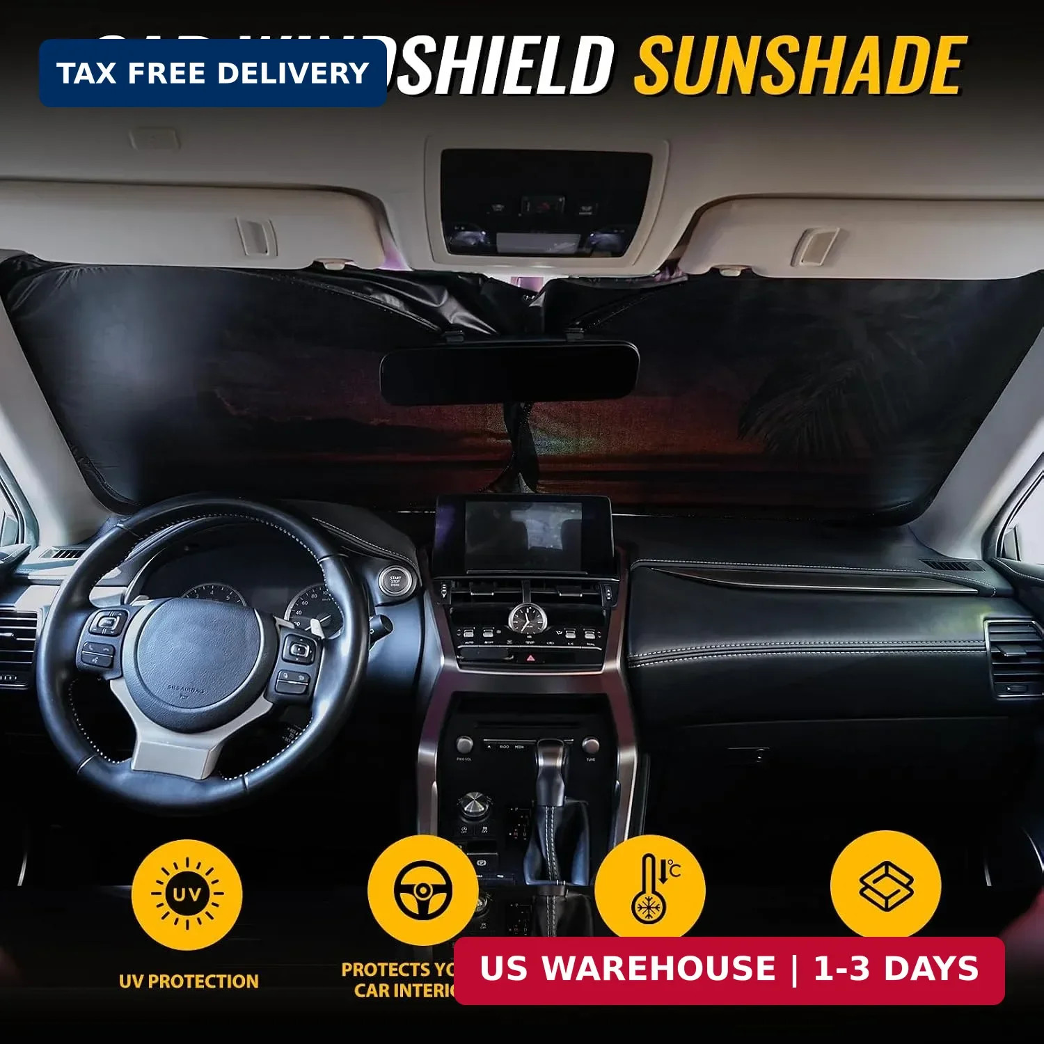 Car Windshield Sun Shade – Reflector Sunshade Offers Ultimate Protection for Car
