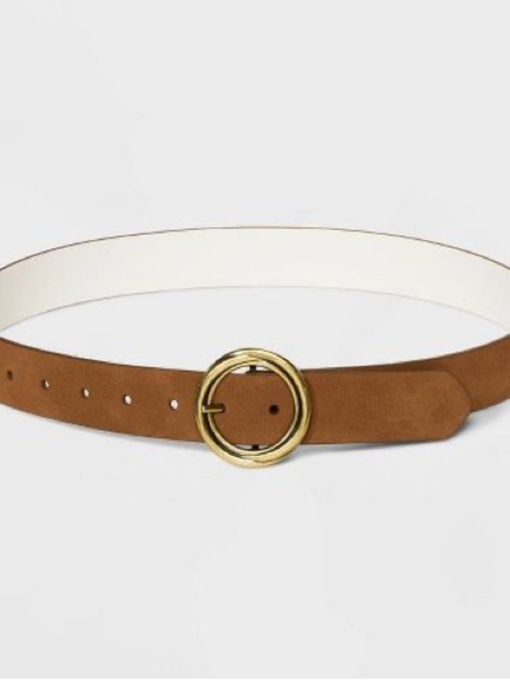 Universal Thread Tan Suede Belt with Gold Circular Buckle