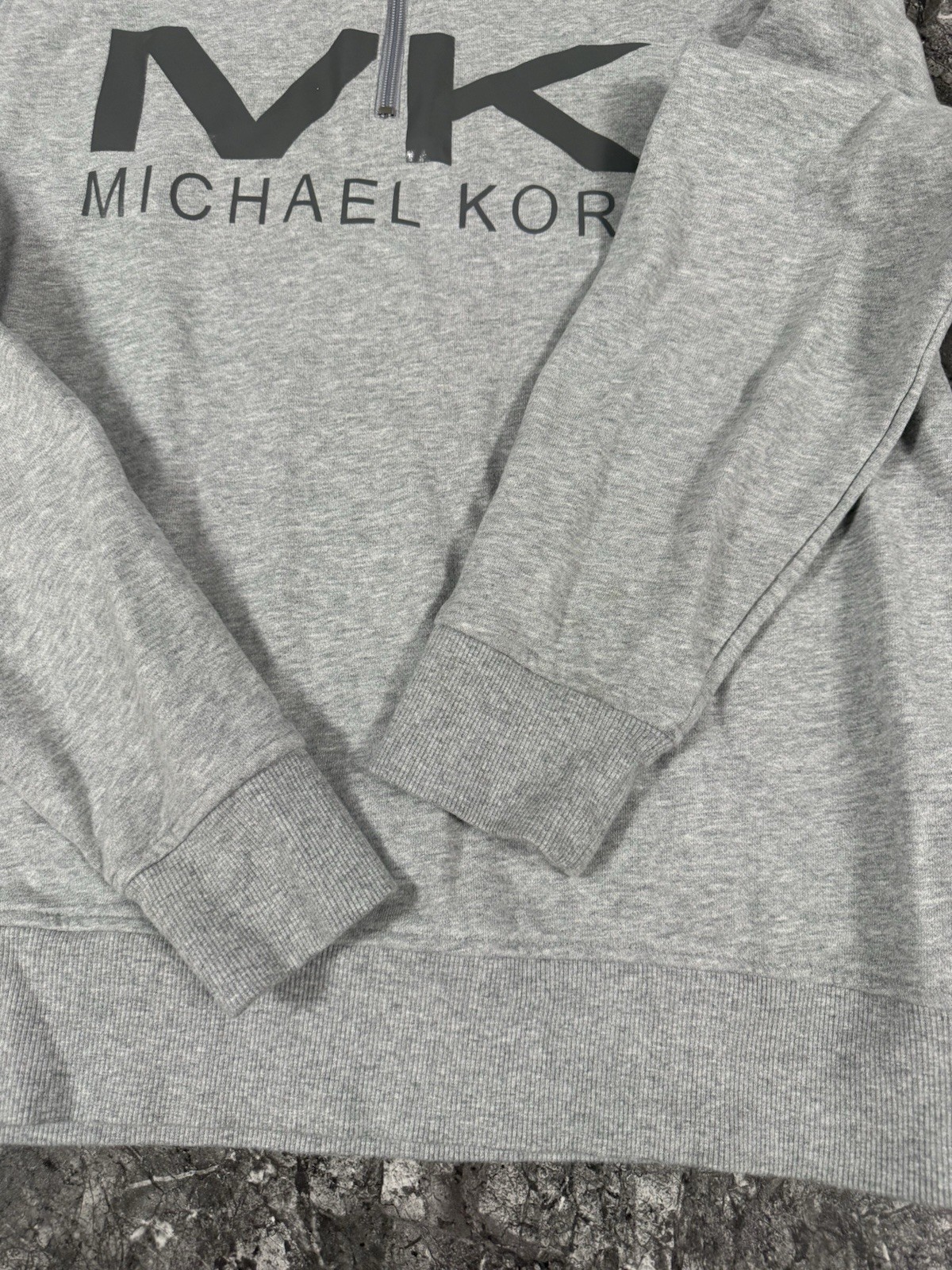 Michael Kors Mens Pullover Half Zip Mock Sweatshirt Casual Preppy MK Lt Gray XL