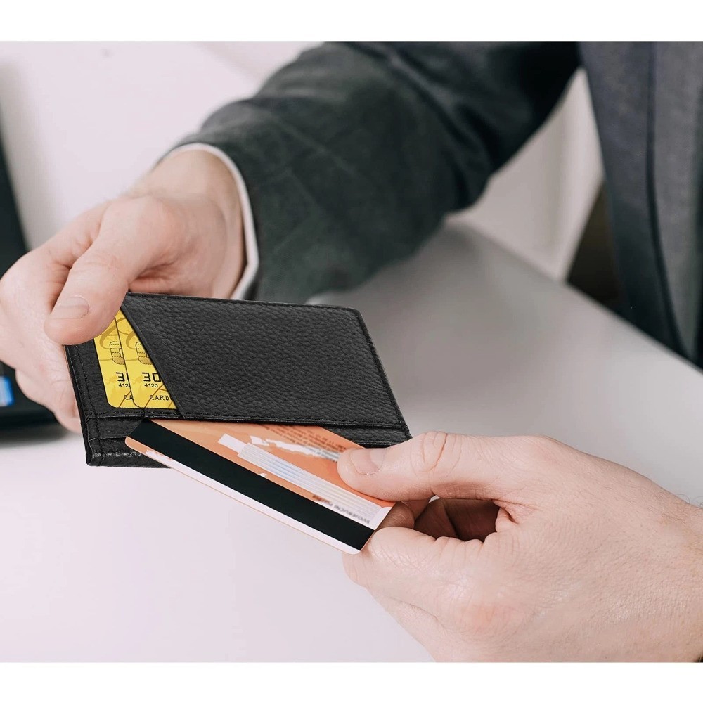 Men Real Leather Bifold Wallet Credit Card Drivers License Holder with ID Window