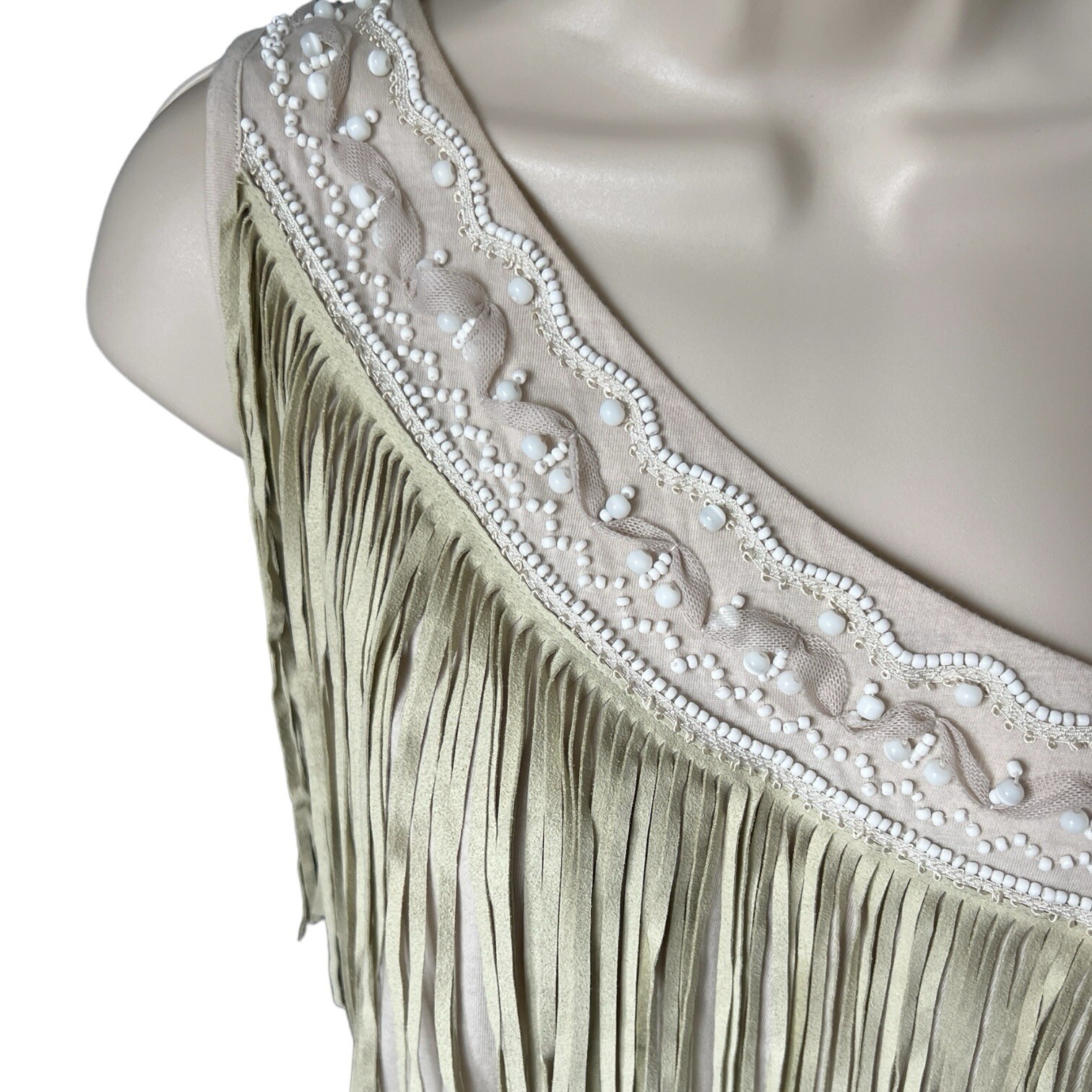 Dolce & Gabbana Vintage One-Shoulder Beaded Feather Top (IT42)