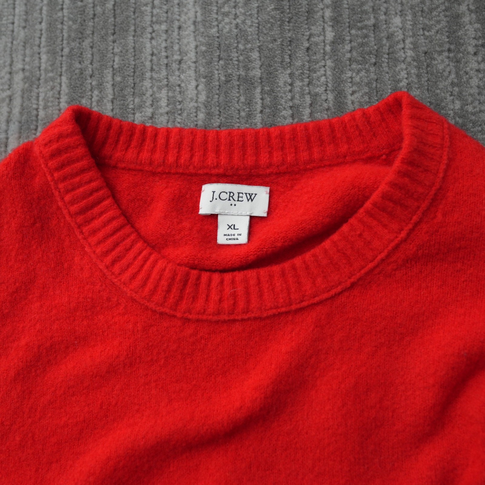 J Crew Sweater Women Red Crew Neck Long Sleeve Acrylic Wool Pullover Solid XL