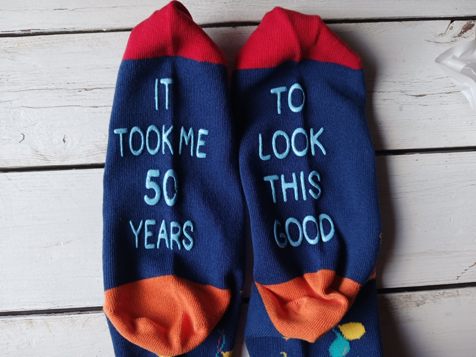HAPPYPOP Novelty 50th Birthday Theme Socks Size 8-12 NEW NIB Dad Grandpa Senior