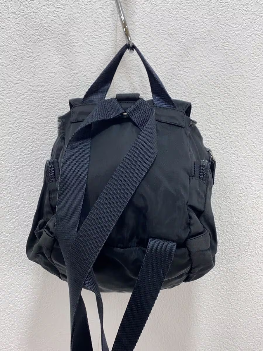 PRADA Tessuto Triangle Logo Plate Backpack BLK Solid