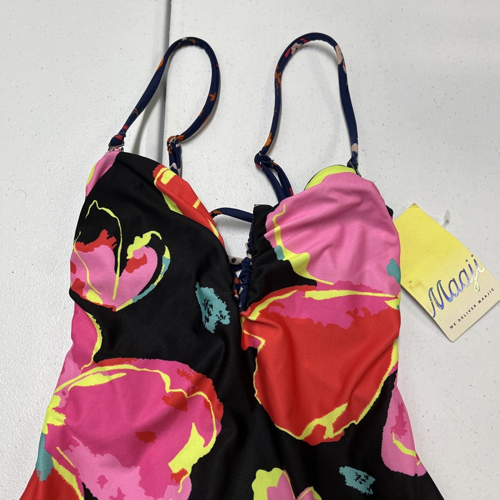 Maaji Swimsuit Floral Reversible One Piece Size S Strappy Back Beach Vacation