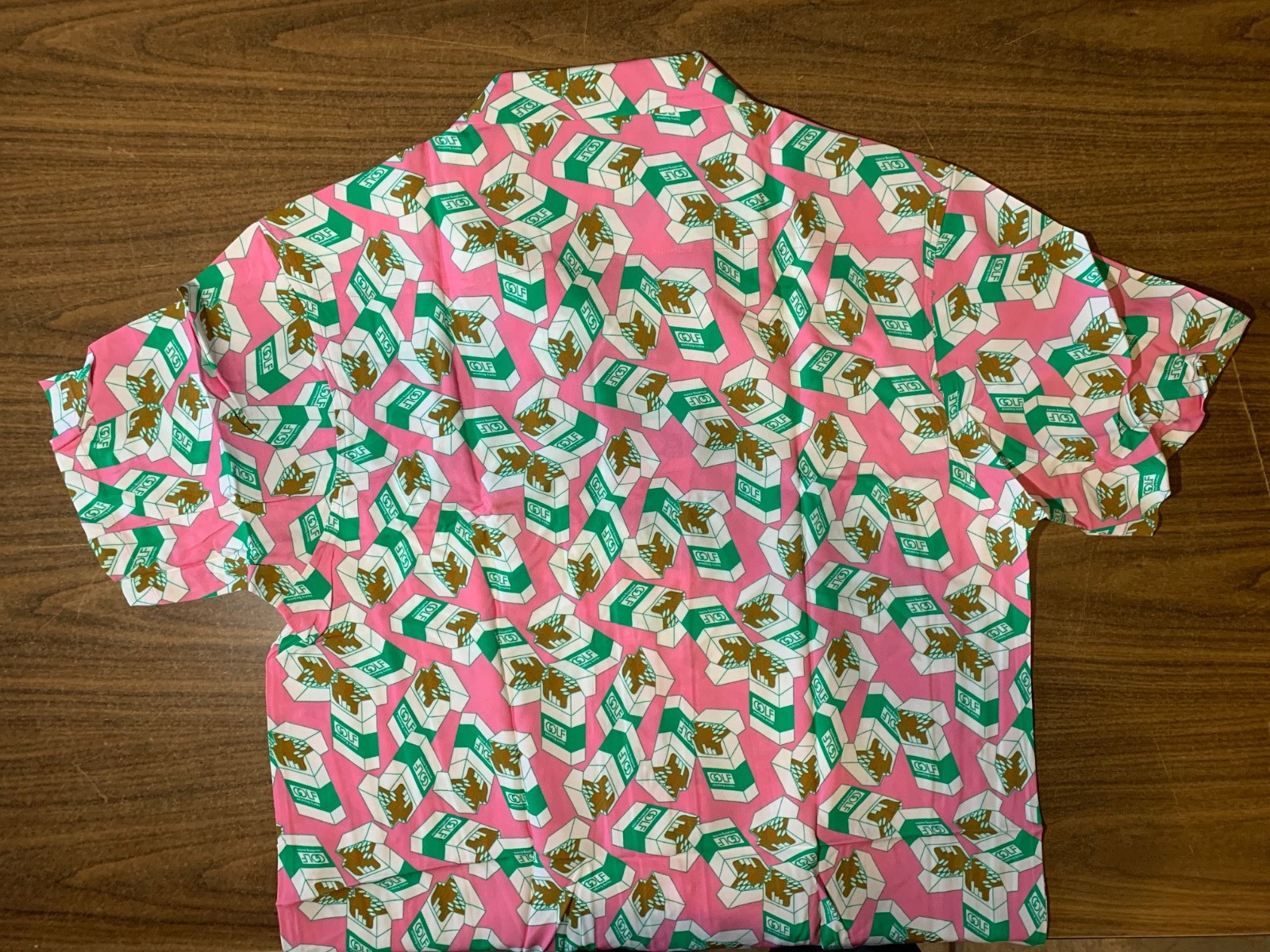 Golf Wang Mens Pink Green Smoking Sucks Button Up Shirt Sz XL. New with Stain.