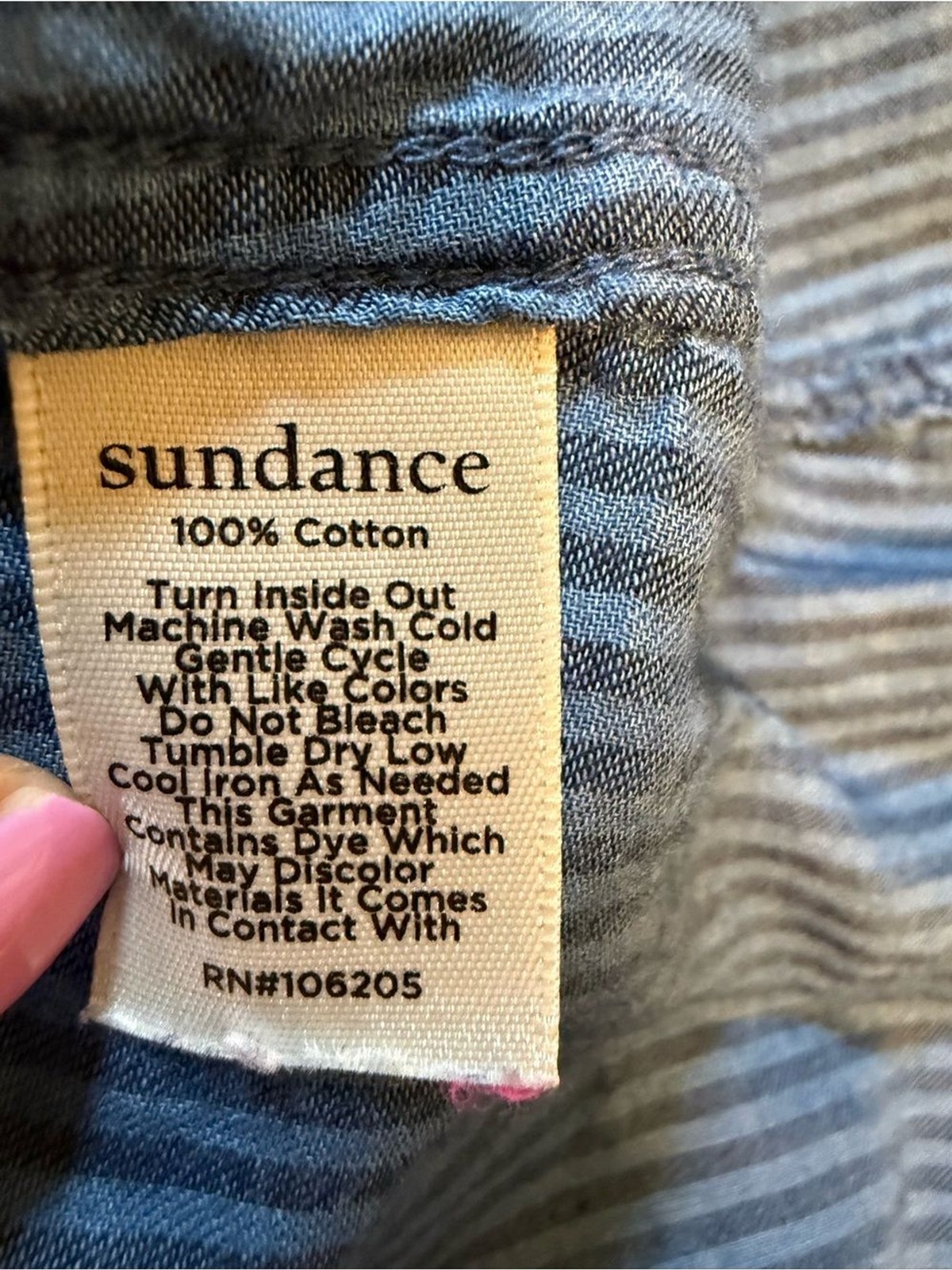 Sundance Navy and Light Blue 100% Cotton Striped Top