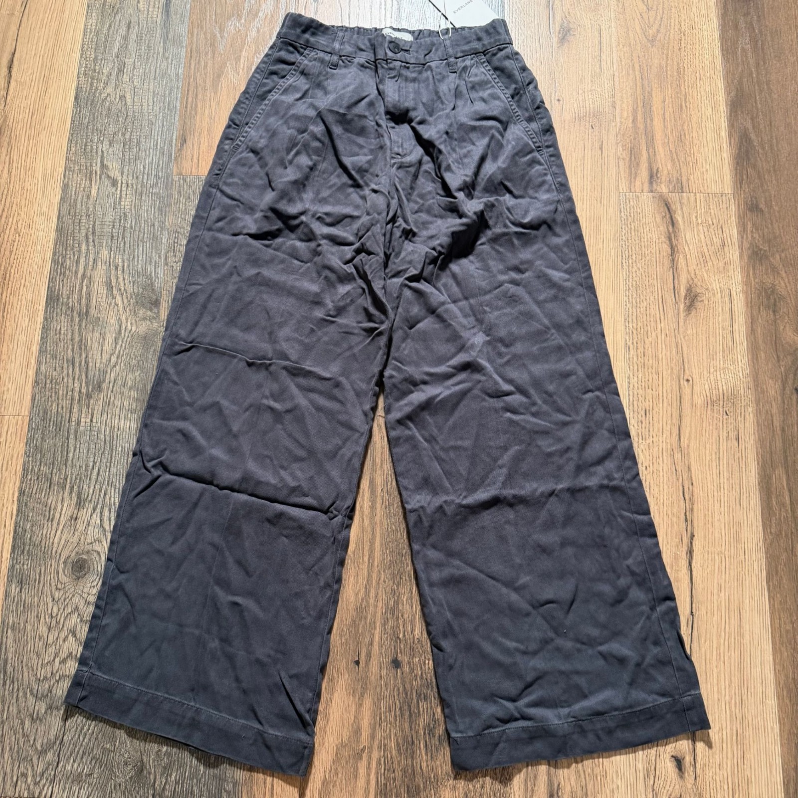 Everlane The Tencel Twill Pleated Chino Forged Iron Size 2 NWT