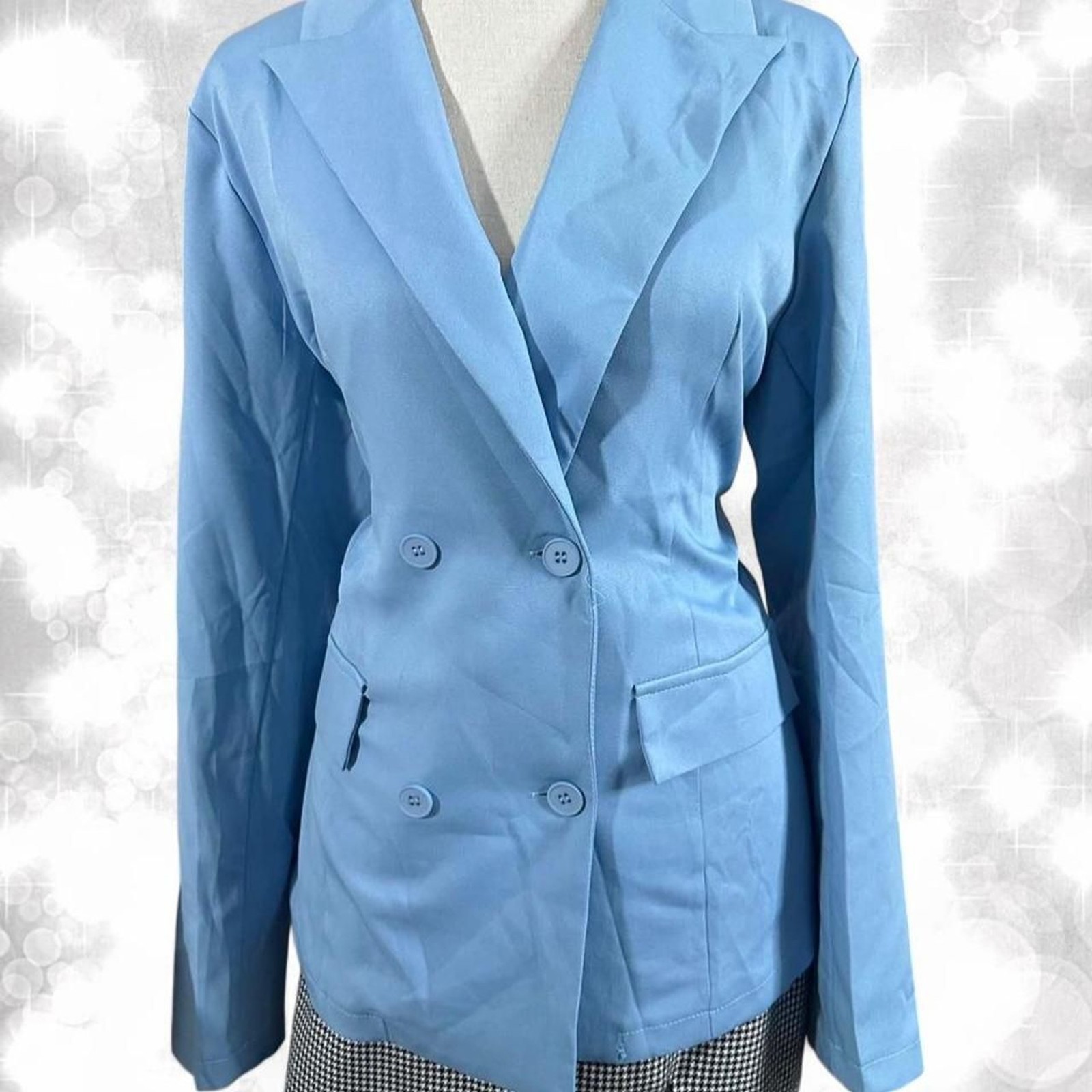 Fairycore Minimalist Sky Blue Blazer Cardigan With Buttons