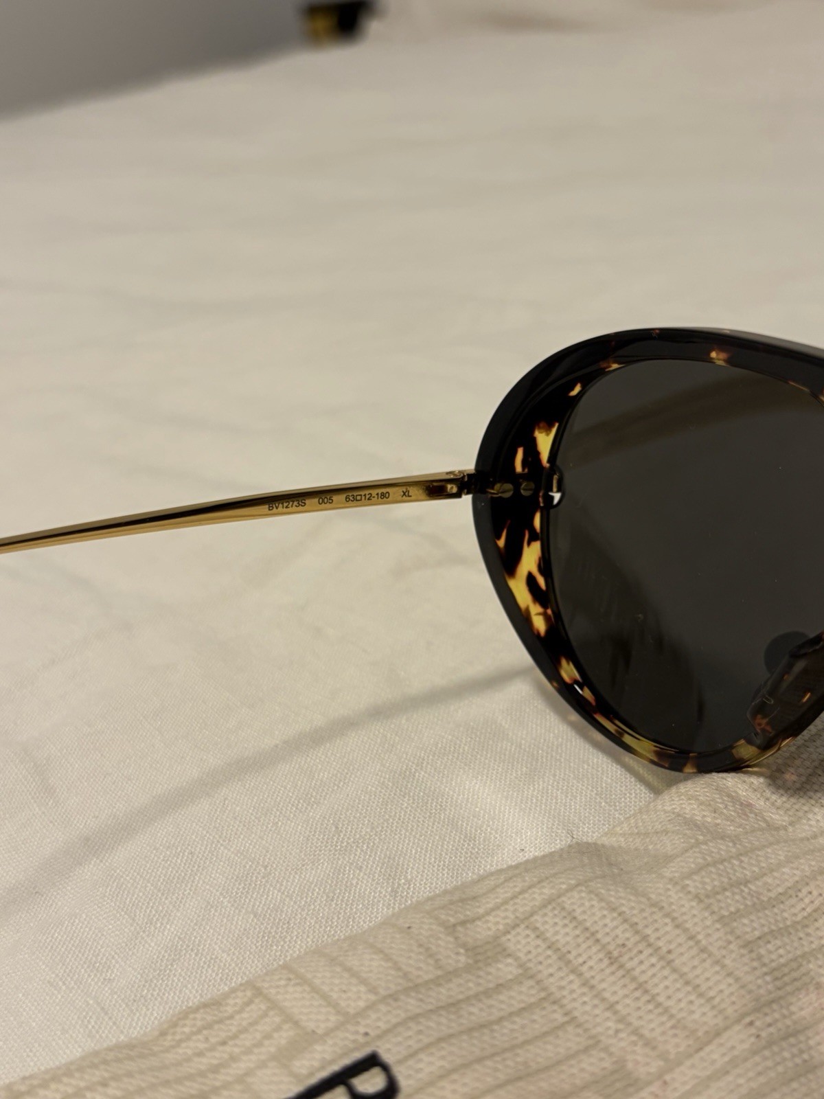 Bottega Veneta BV1273S Aviator Sunglasses Tortoise Frame Black Lenses UV400
