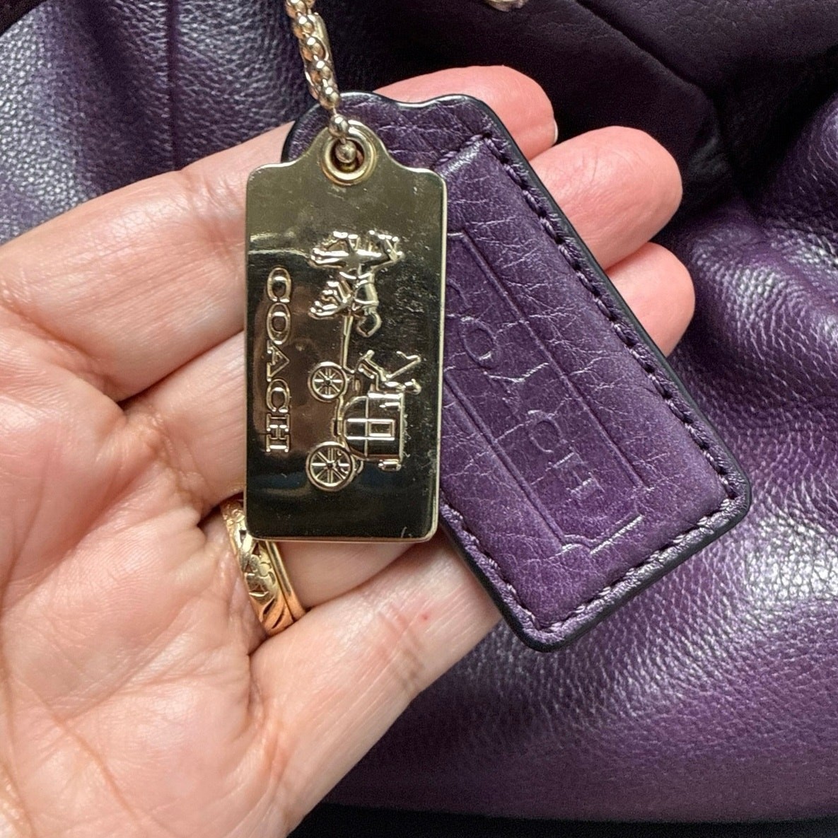 Coach Madison Phoebe Shoulder Hobo Bag 24621 Purple Leather 3 Compartment