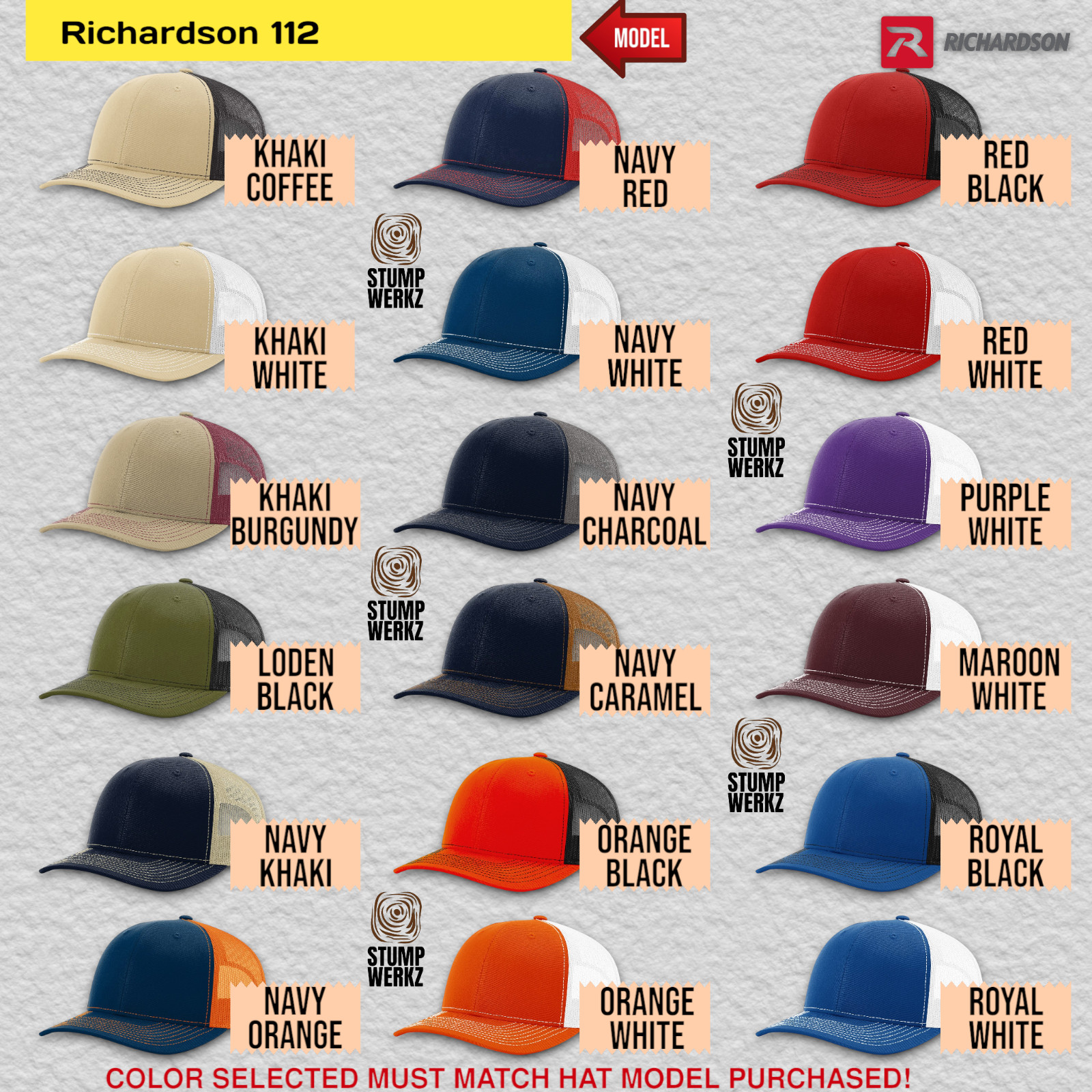 Custom Personalized Hat Baseball Cap Trucker Richardson 112 312 168 Logo Promo