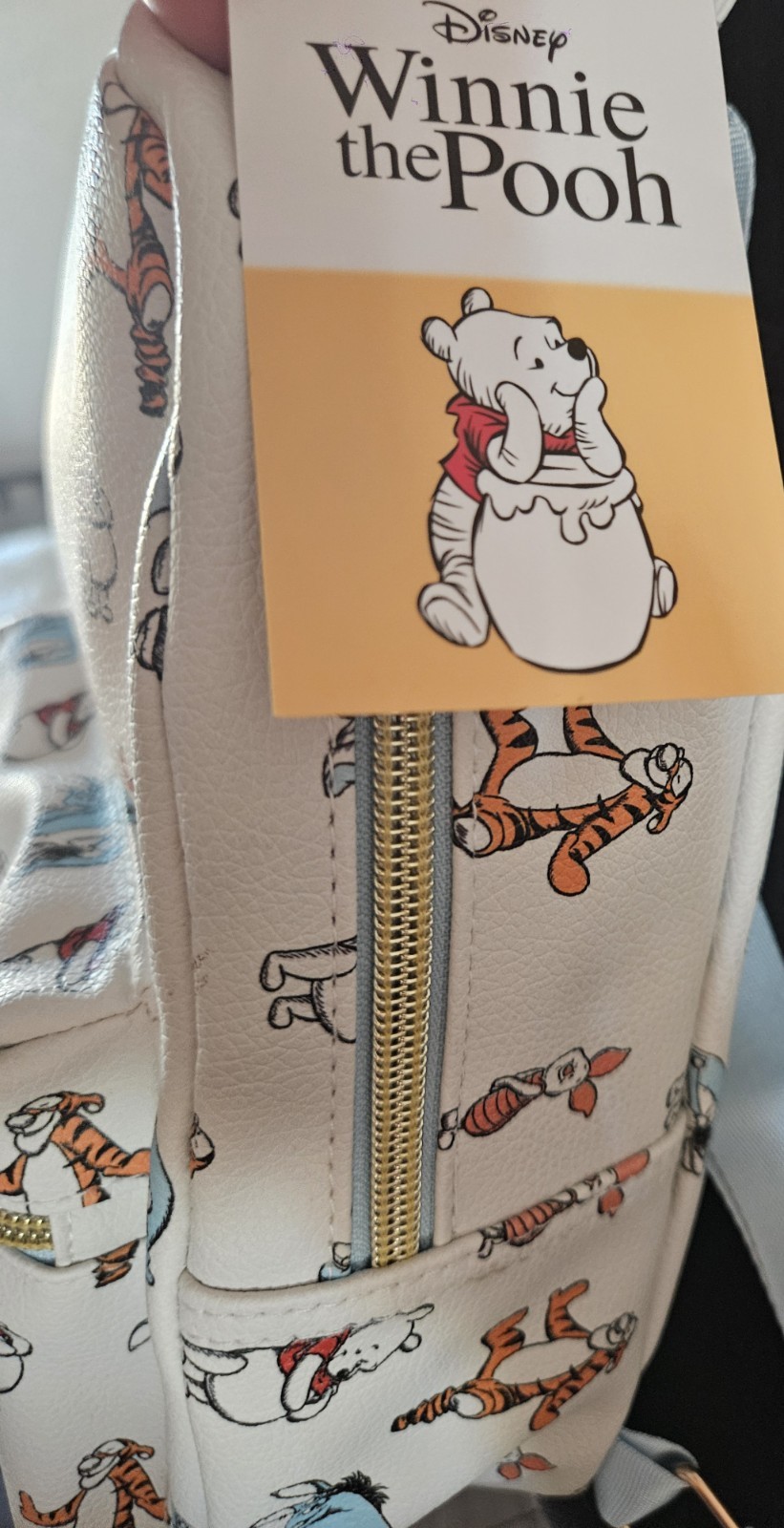 Disney Winnie the Pooh Mini Backpack White All-Over Print Zip Adjustable Strap