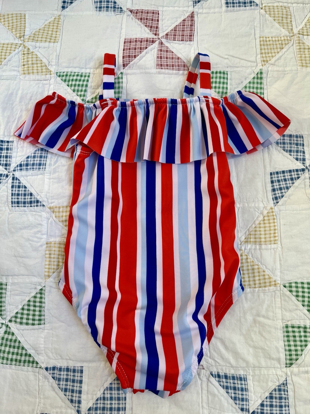 Cat & Jack Patriotic Striped One Piece Swimsuit 2T Fourth of July Toddler girls