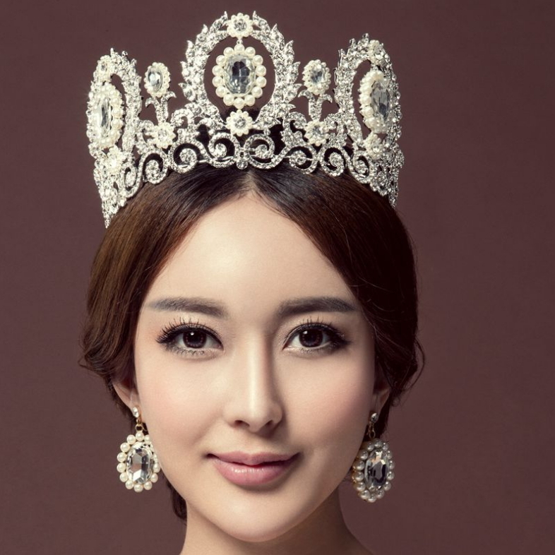 9cm Tall Crystal Tiara Earrings Set Wedding Queen Princess Prom Crown – 5 Colors