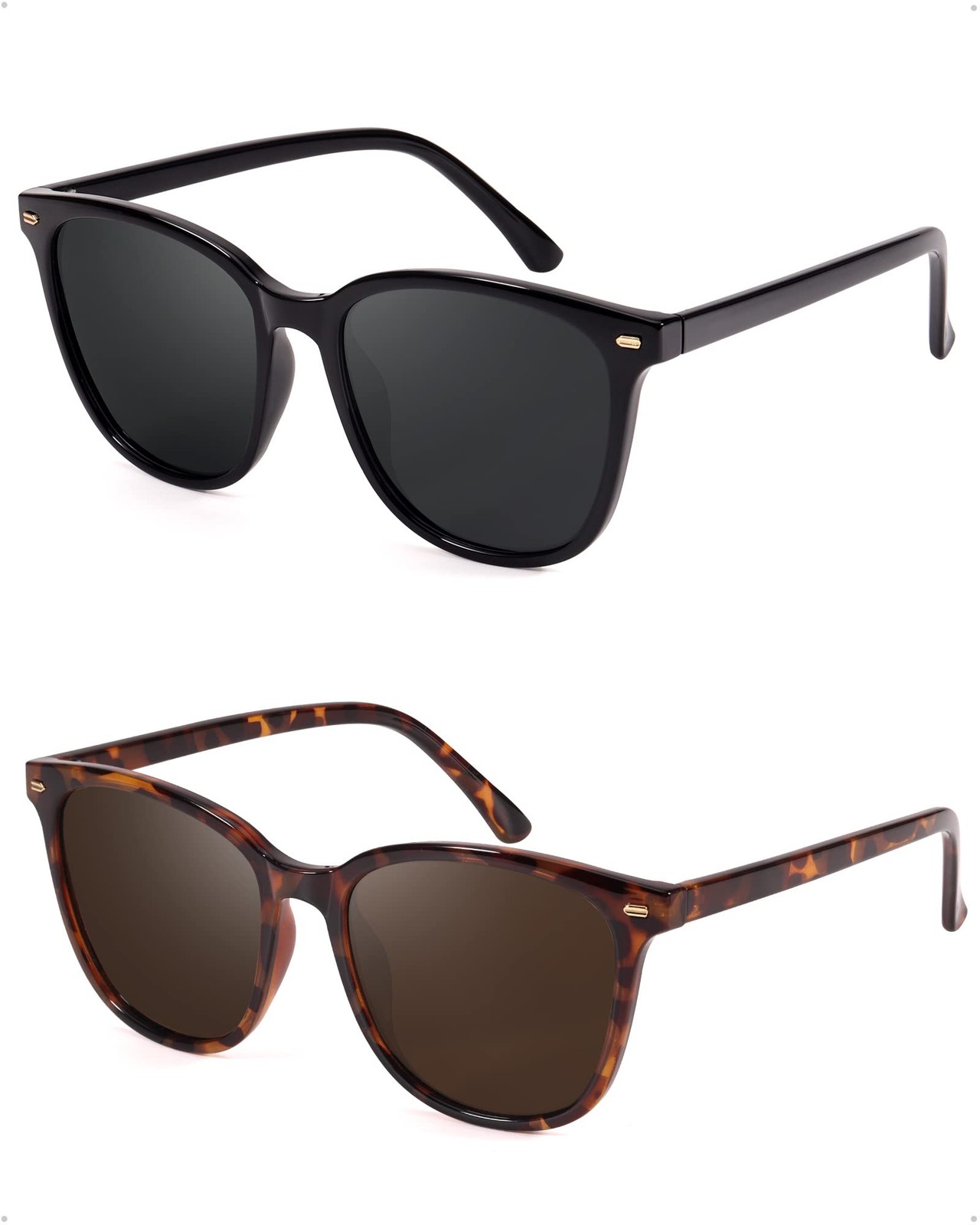 FIMILU 2 Medium, A01(2 Pack)black Frame/Grey Lens+tortoise Frame/Brown Lens