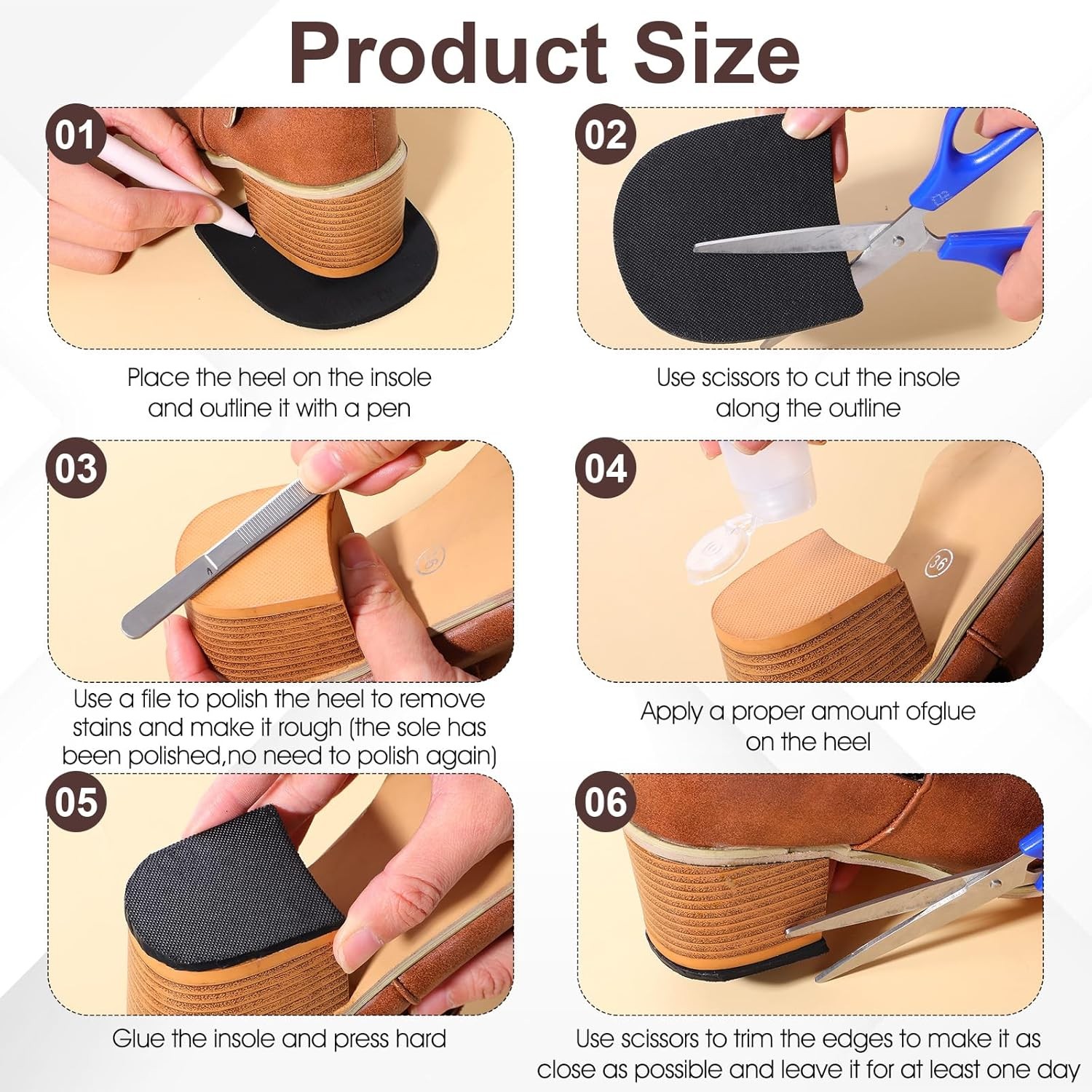 2 Pairs Shoe Repair Rubber Heels Non-Slip Replacement Pads for Boots Dress Shoes