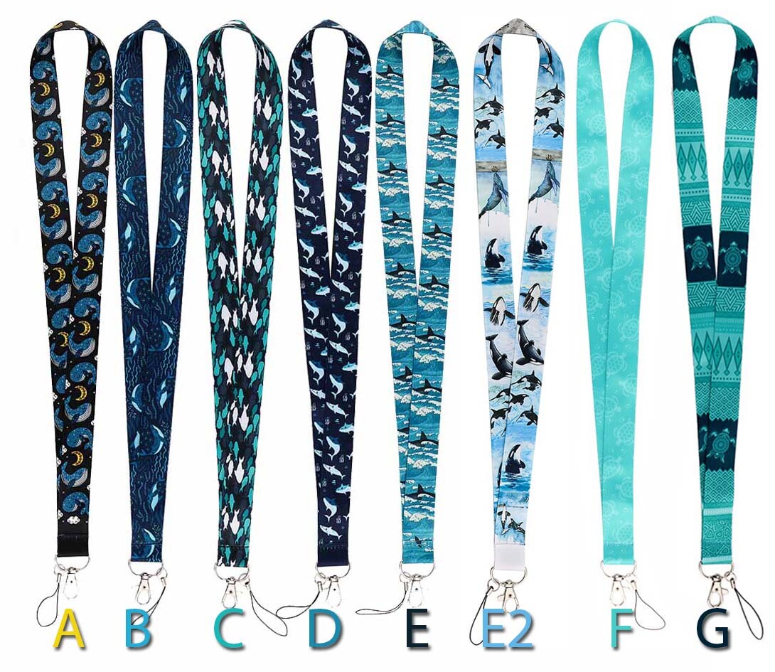 SEA LIFE Lanyard ~ OCEAN Blue Whale SHARKS Turtle MARINE~ ID Keychain Neck Strap