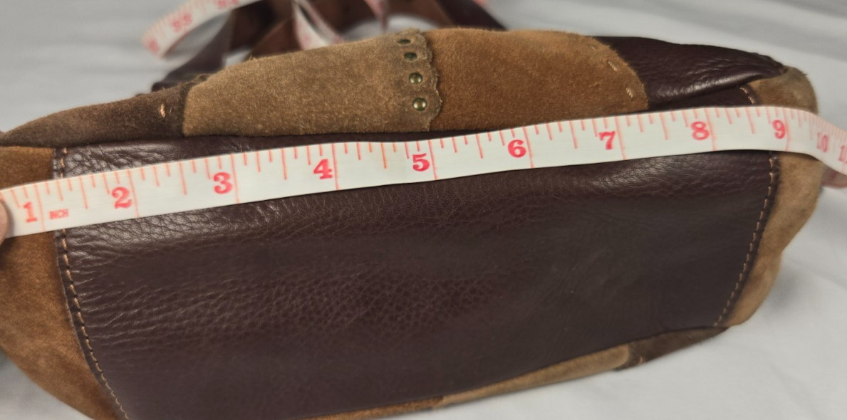 Y2K Shoulder Hobo Bag Brown Boho Leather Suede Patchwork Tassel Western Indie