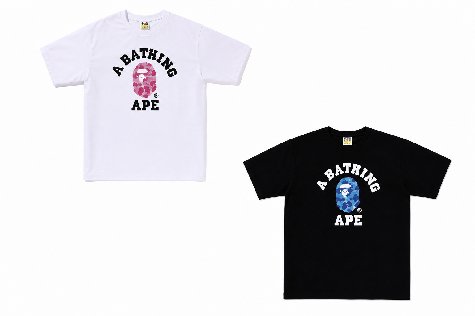 A BATHNIG APE Men’s ABC CAMO COLLEGE TEE NEW & AUTHENTIC ( BELOW RETAIL!! )