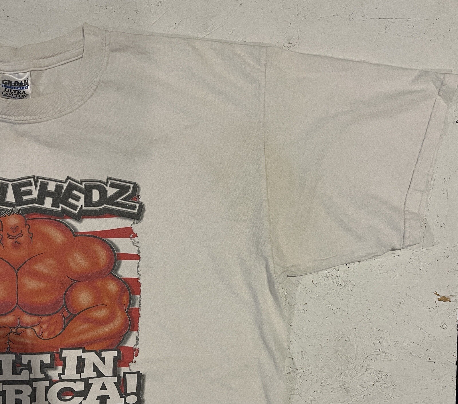 Vintage 2003 Musclehedz by John Gleneicki Comic Strip Shirt White Short Sleeve