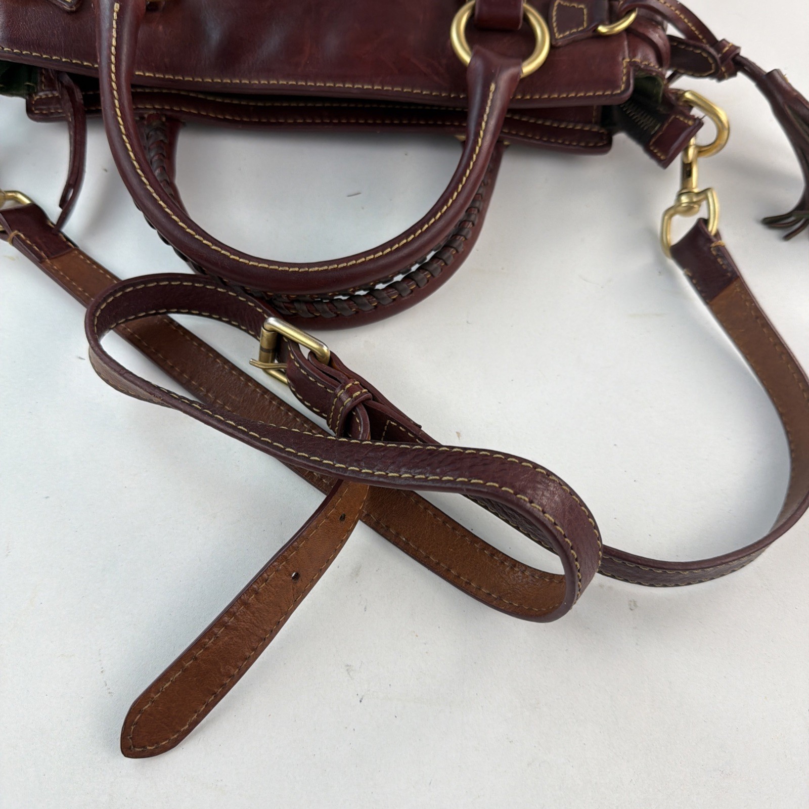 Dooney Bourke Dark Brown FLORENTINE Italian Leather Medium Size Satchel Purse