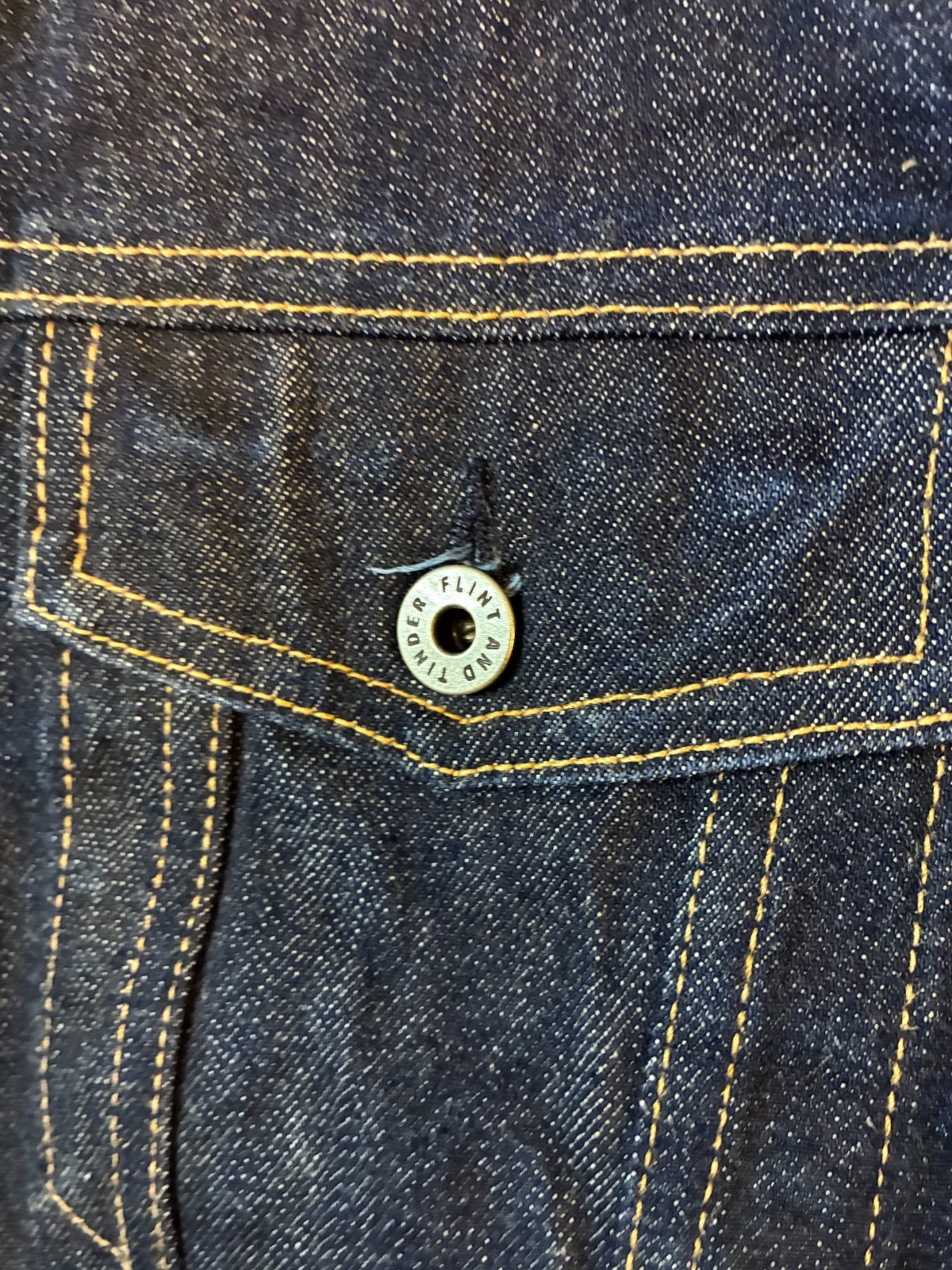 Flint And Tinder Denim Trucker Jacket Adult Medium Black Huckberry Made In USA