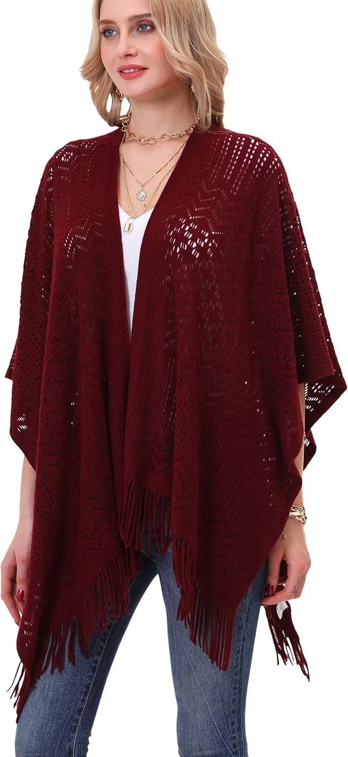 Luxurious 100% Soft Acrylic Poncho Wrap for All Seasons – One Size Fits Most