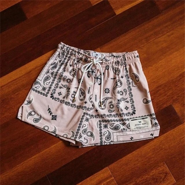 2025 Unisex Mens Infamous Bandana Shorts Paisley Pattern Mesh Sport quick-drying